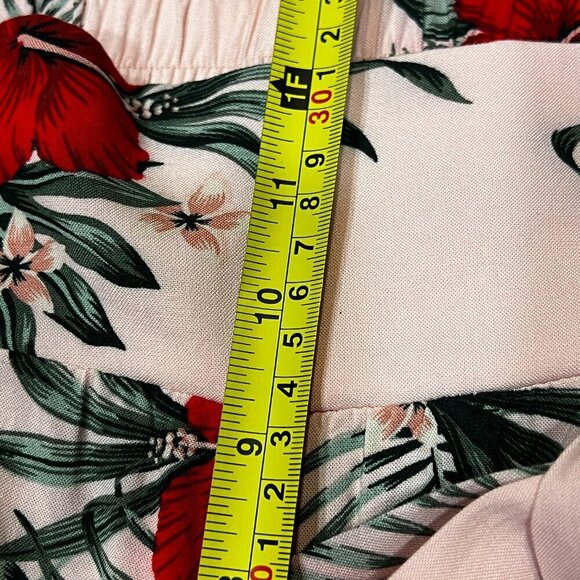 Guess High Waisted Wide Leg Belted Palazzo Pants Pink Floral Print Size Large - Picture 8 of 13